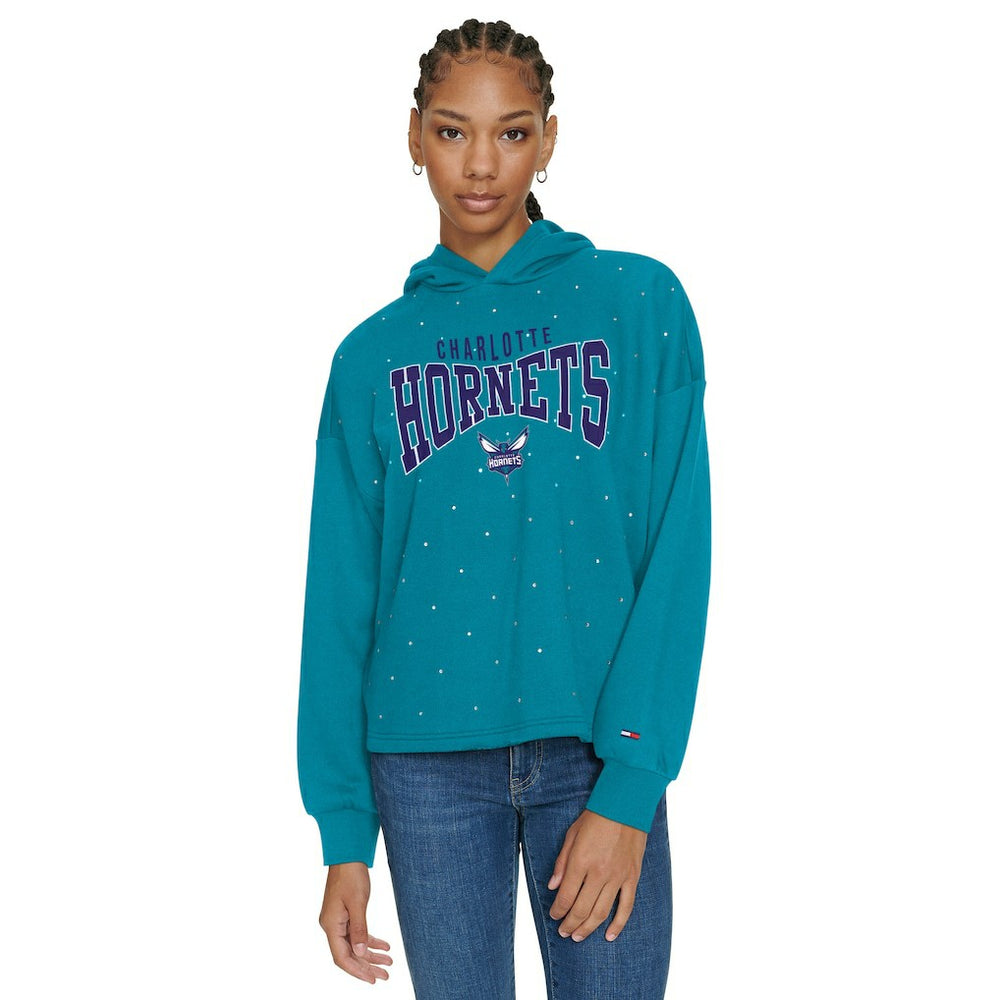 NBA - Charlotte Hornets Tommy Jeans Women's Stella Cropped Pullover Hoodie - Teal