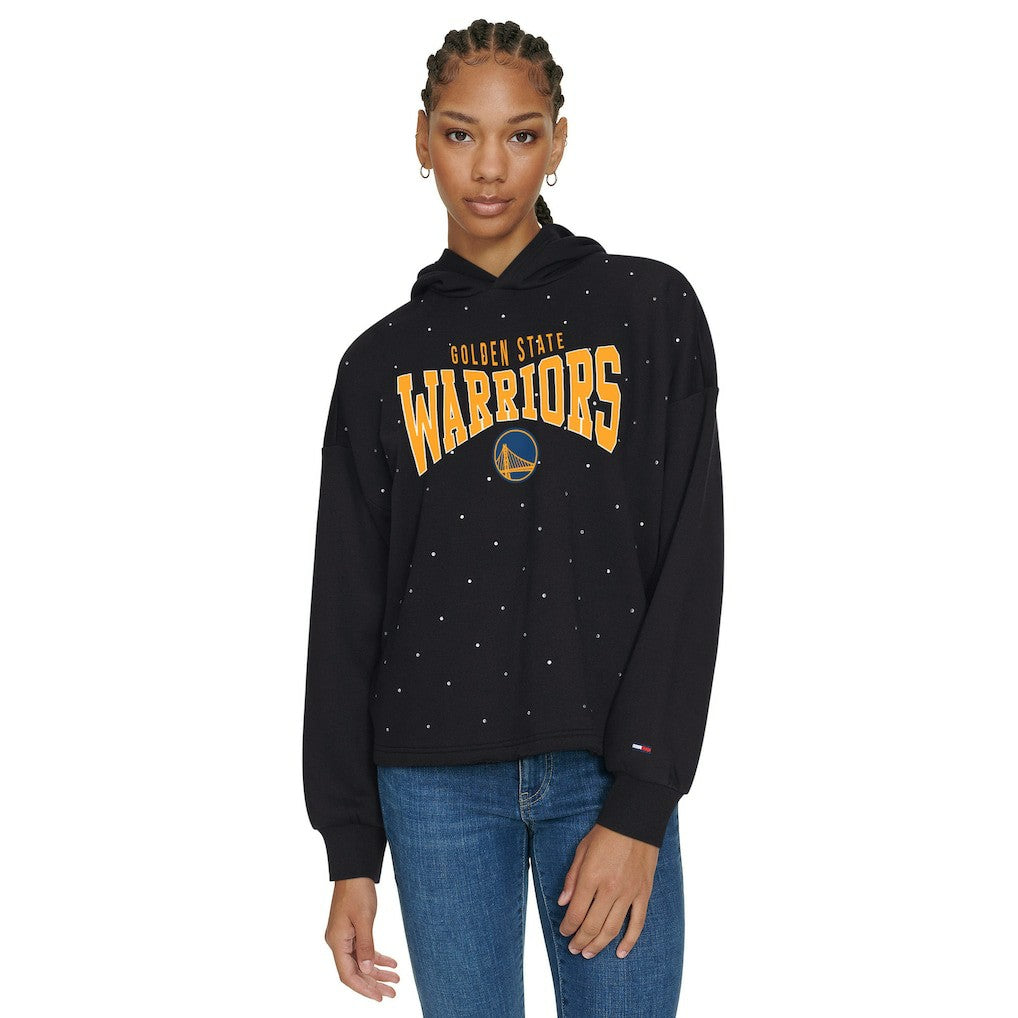 NBA - Golden State Warriors Tommy Jeans Women's Stella Cropped Pullover Hoodie - Black