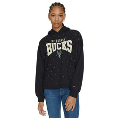 NBA - Milwaukee Bucks Tommy Jeans Women's Stella Cropped Pullover Hoodie - Black
