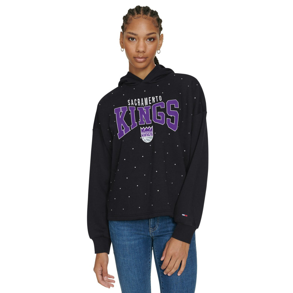 NBA - Sacramento Kings Tommy Jeans Women's Stella Cropped Pullover Hoodie - Black