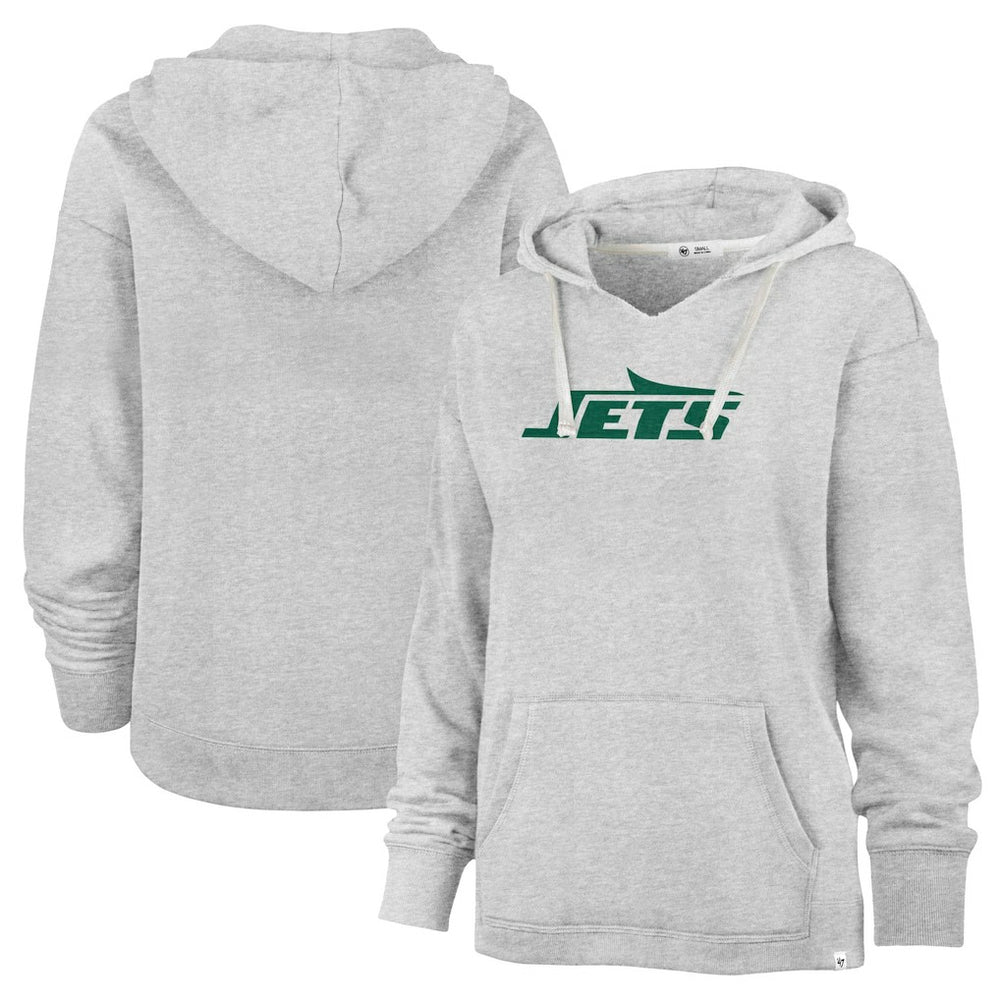 New York Jets '47 Women's Premier Kennedy V-Neck Pullover Hoodie Gray - 47 brand