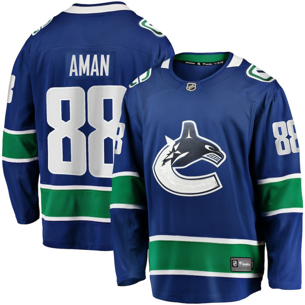 Nils Aman Vancouver Canucks Fanatics Home Premier Breakaway Player Jersey - Blue | NHL Jerseys