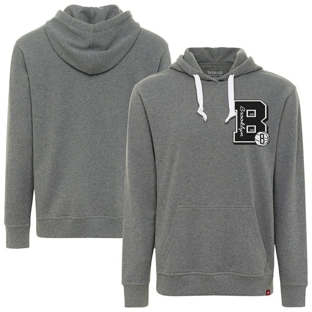 NBA - Brooklyn Nets Sportiqe Unisex Varsity Collection Blake Pullover Hoodie - Heather Gray