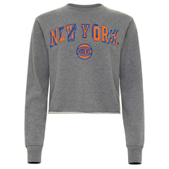 NBA - New York Knicks Sportiqe Women's Varsity Collection Kacey Cropped Pullover Sweatshirt - Heather Gray