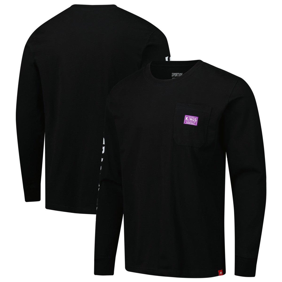 NBA - Sacramento Kings Sportiqe Unisex Wales Heavyweight Pocket Long Sleeve T-Shirt - Black