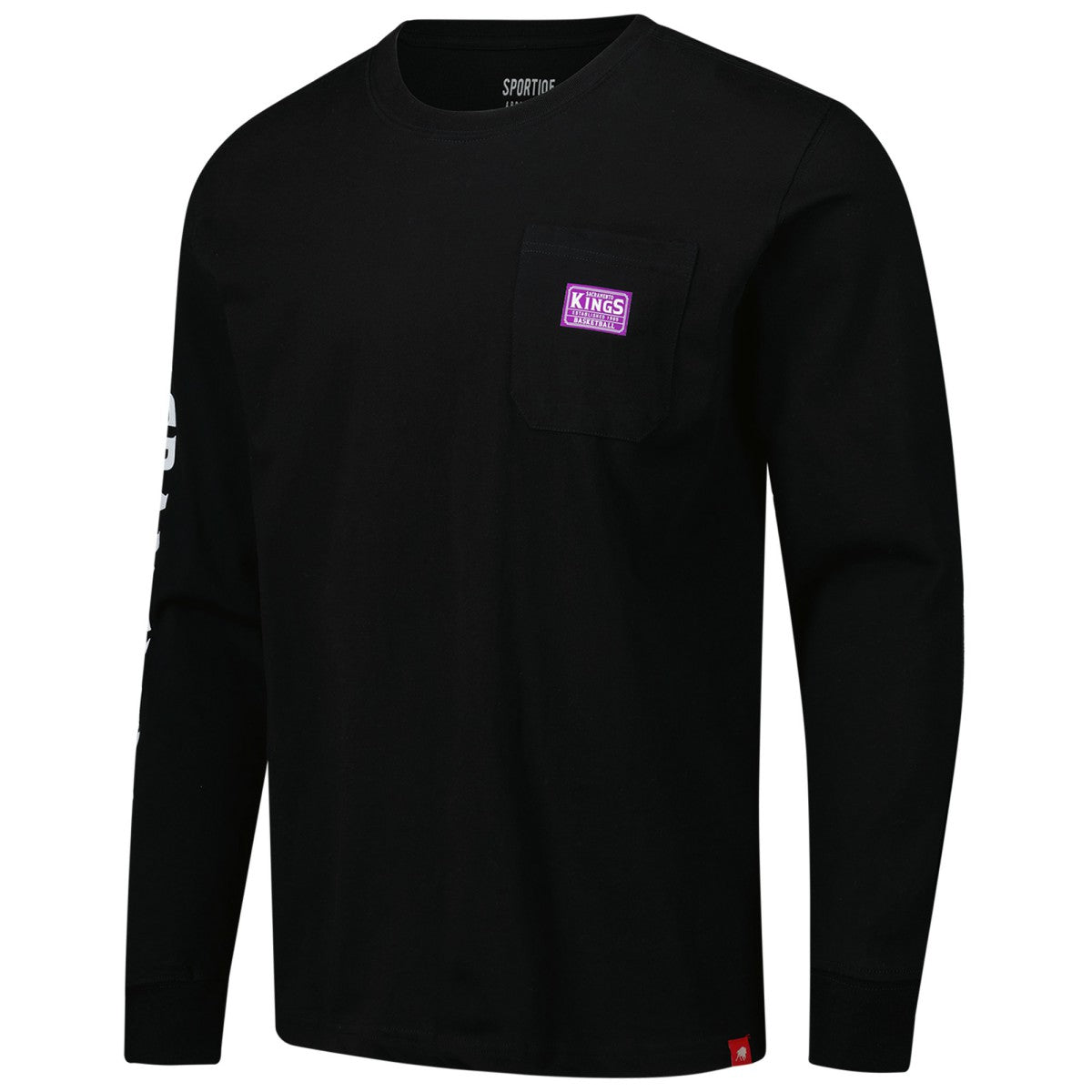 NBA - Sacramento Kings Sportiqe Unisex Wales Heavyweight Pocket Long Sleeve T-Shirt - Black