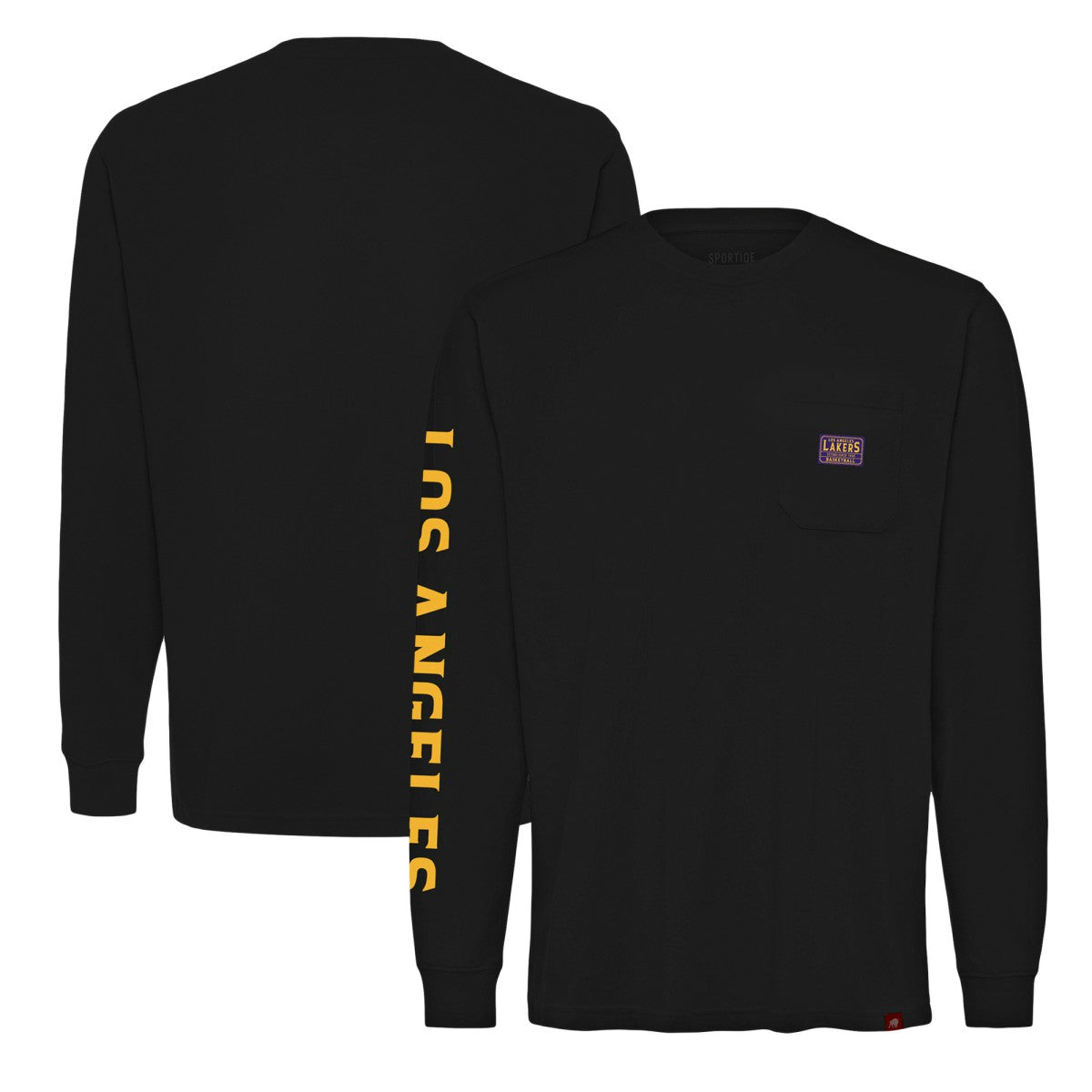 NBA - Los Angeles Lakers Sportiqe Unisex Wales Heavyweight Pocket Long Sleeve T-Shirt - Black
