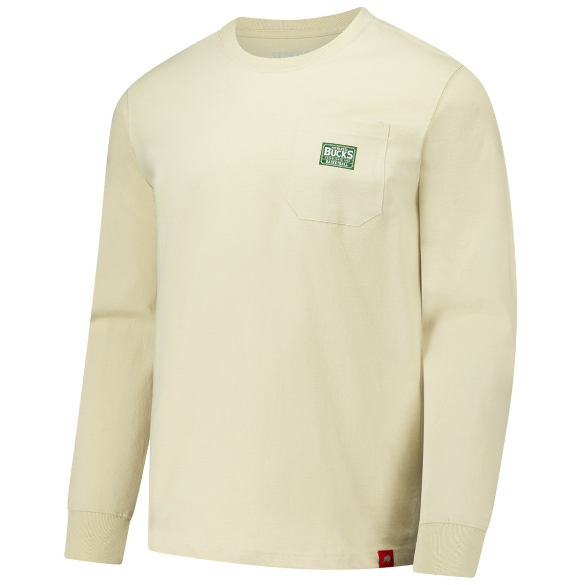 NBA - Milwaukee Bucks Sportiqe Unisex Wales Heavyweight Pocket Long Sleeve T-Shirt - Cream