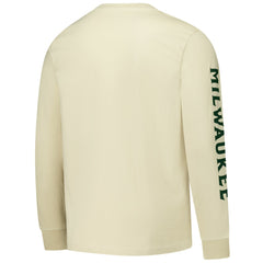 NBA - Milwaukee Bucks Sportiqe Unisex Wales Heavyweight Pocket Long Sleeve T-Shirt - Cream