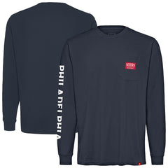 NBA - Philadelphia 76ers Sportiqe Unisex Wales Heavyweight Pocket Long Sleeve T-Shirt - Navy