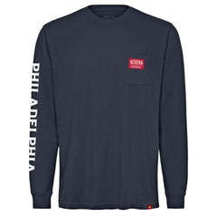 NBA - Philadelphia 76ers Sportiqe Unisex Wales Heavyweight Pocket Long Sleeve T-Shirt - Navy