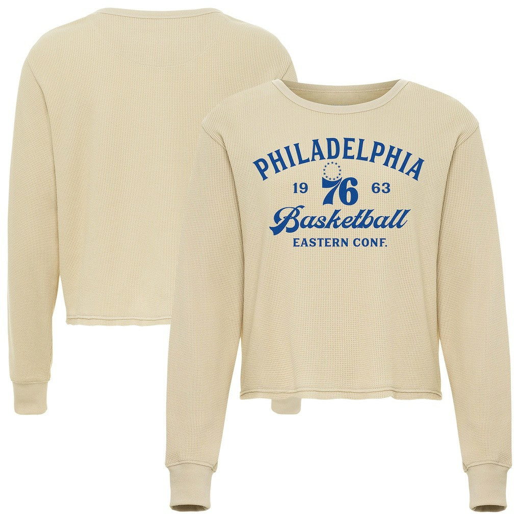 NBA - Philadelphia 76ers Sportiqe Unisex High Country Collection Cullen Waffle Knit Long Sleeve T-Shirt - Cream