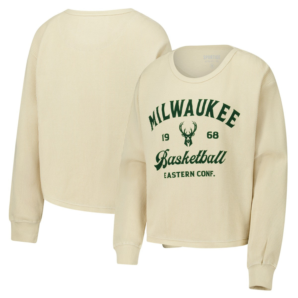 NBA - Milwaukee Bucks Sportiqe Unisex High Country Collection Cullen Waffle Knit Long Sleeve T-Shirt - Cream