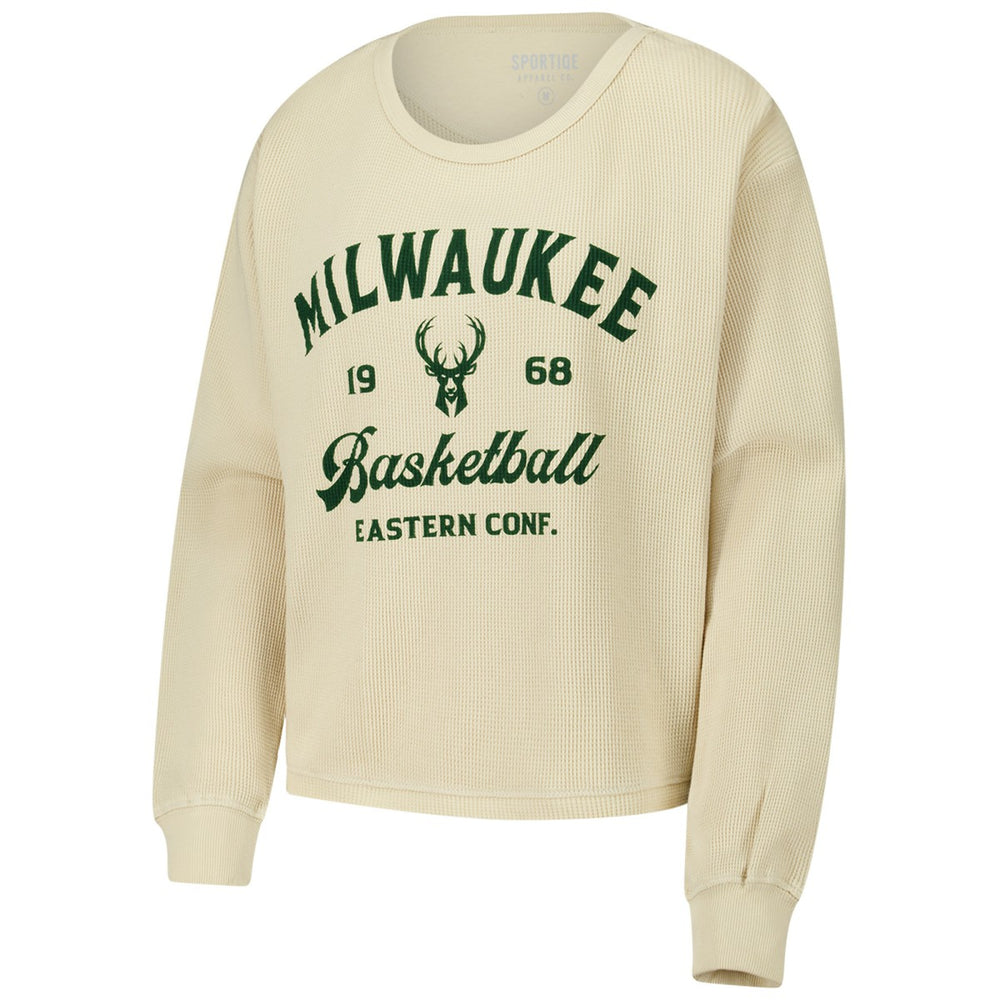 NBA - Milwaukee Bucks Sportiqe Unisex High Country Collection Cullen Waffle Knit Long Sleeve T-Shirt - Cream