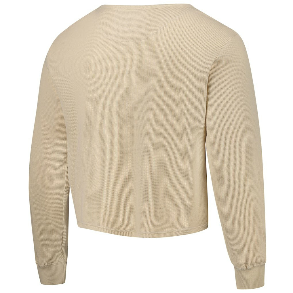 NBA - Golden State Warriors Sportiqe Unisex High Country Collection Cullen Cropped Waffle Knit Long Sleeve T-Shirt - Cream