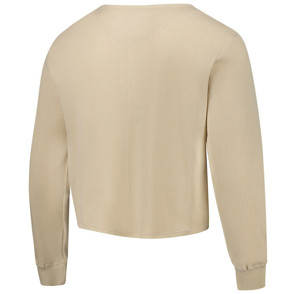 NBA - Golden State Warriors Sportiqe Unisex High Country Collection Cullen Cropped Waffle Knit Long Sleeve T-Shirt - Cream