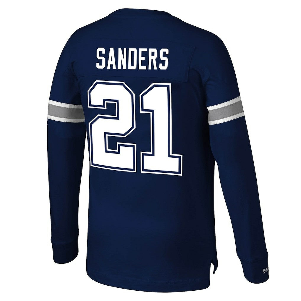 Deion Sanders Dallas Cowboys Retired Player Name & Number Long Sleeve Top Navy - Mitchell & Ness