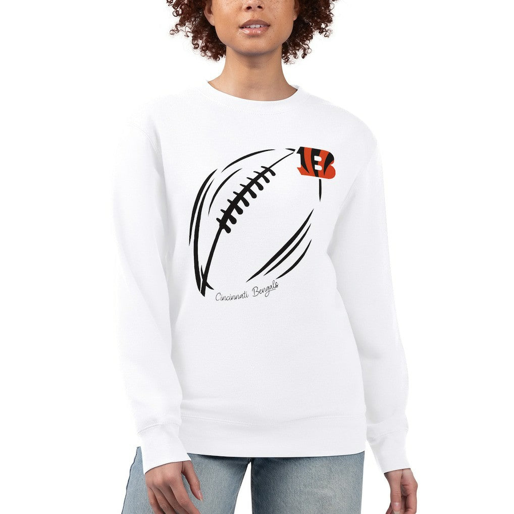 Cincinnati Bengals G-III 4Her by Carl Banks Women's Football Logo Graphic Fleece Tri-Blend Pullover Sweatshirt White - NFL