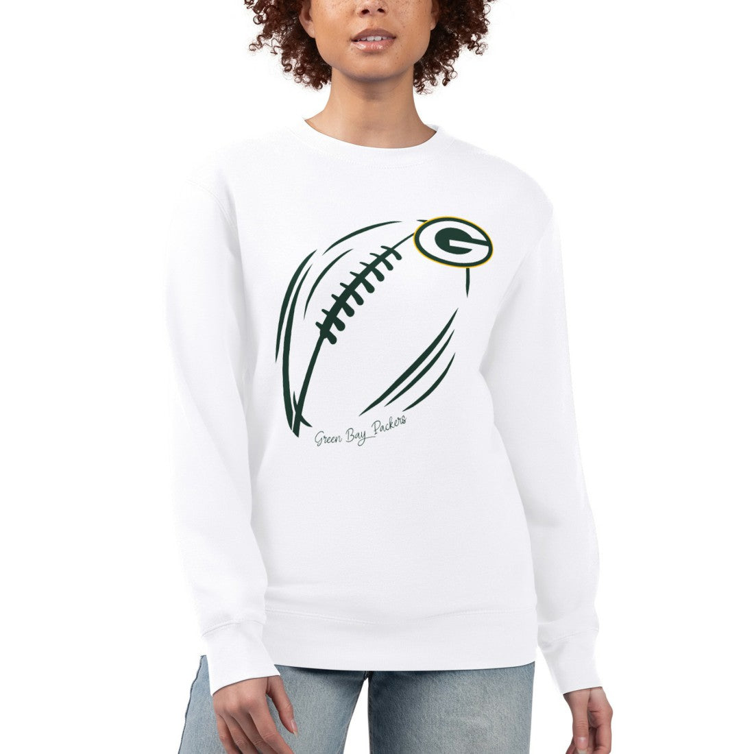 Green Bay Packers G-III 4Her by Carl Banks Women's Football Logo Graphic Fleece Tri-Blend Pullover Sweatshirt White - NFL
