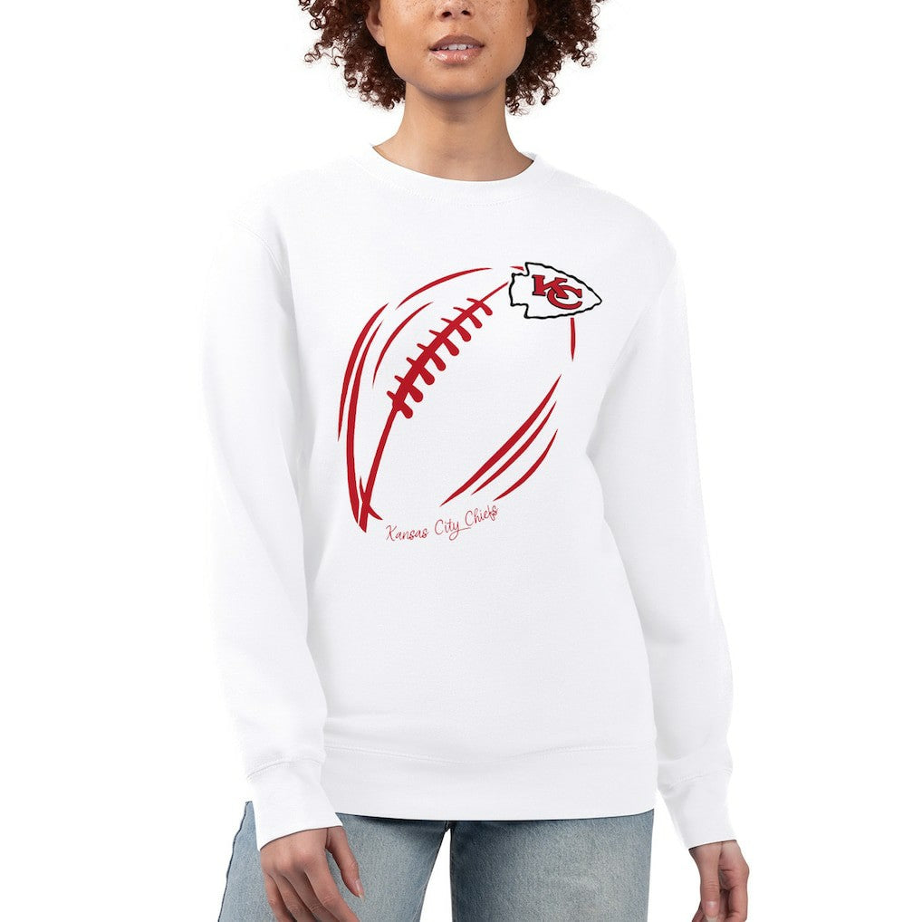 Kansas City Chiefs G-III 4Her by Carl Banks Women's Football Logo Graphic Fleece Tri-Blend Pullover Sweatshirt White - NFL