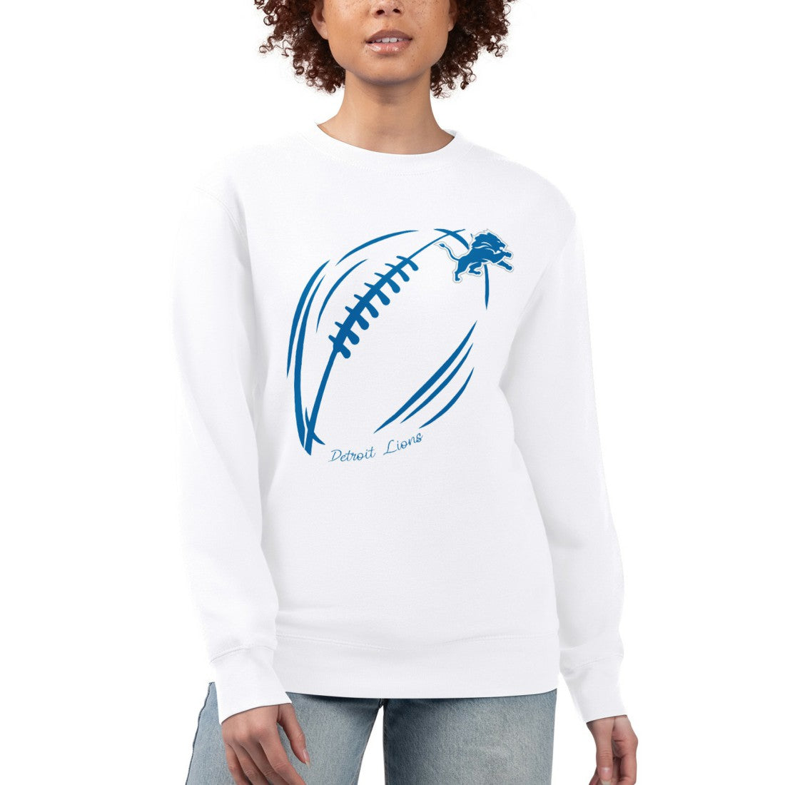 Detroit Lions G-III 4Her by Carl Banks Women's Football Logo Graphic Fleece Tri-Blend Pullover Sweatshirt White - NFL