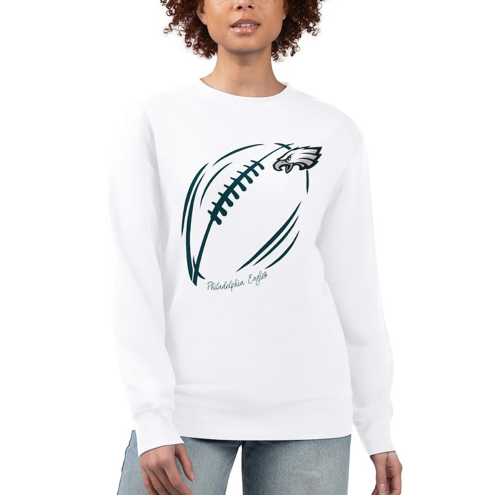 Philadelphia Eagles G-III 4Her by Carl Banks Women's Football Logo Graphic Fleece Tri-Blend Pullover Sweatshirt White - NFL