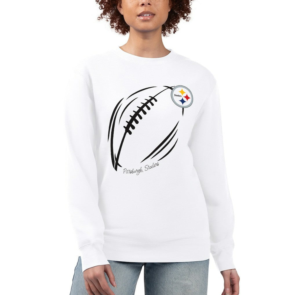 Pittsburgh Steelers G-III 4Her by Carl Banks Women's Football Logo Graphic Fleece Tri-Blend Pullover Sweatshirt White - NFL