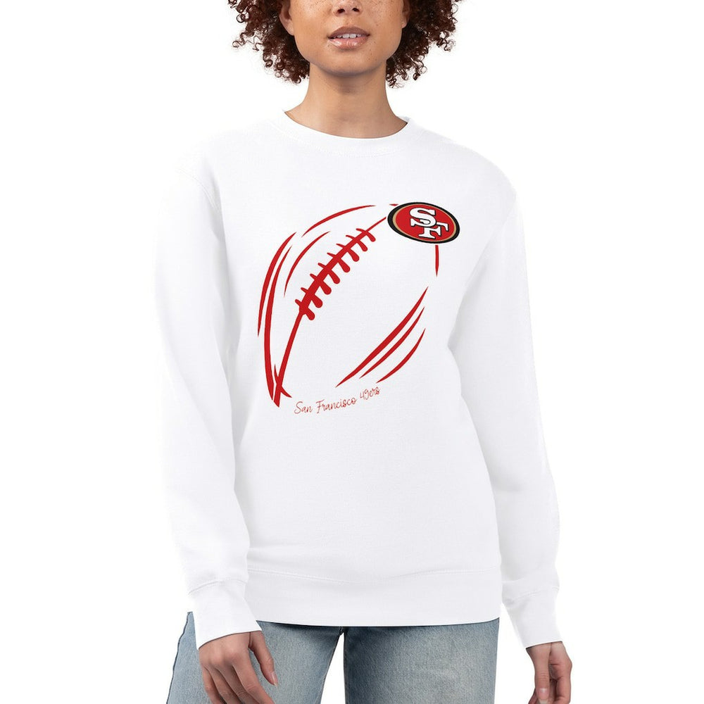 San Francisco 49ers G-III 4Her by Carl Banks Women's Football Logo Graphic Fleece Tri-Blend Pullover Sweatshirt White - NFL