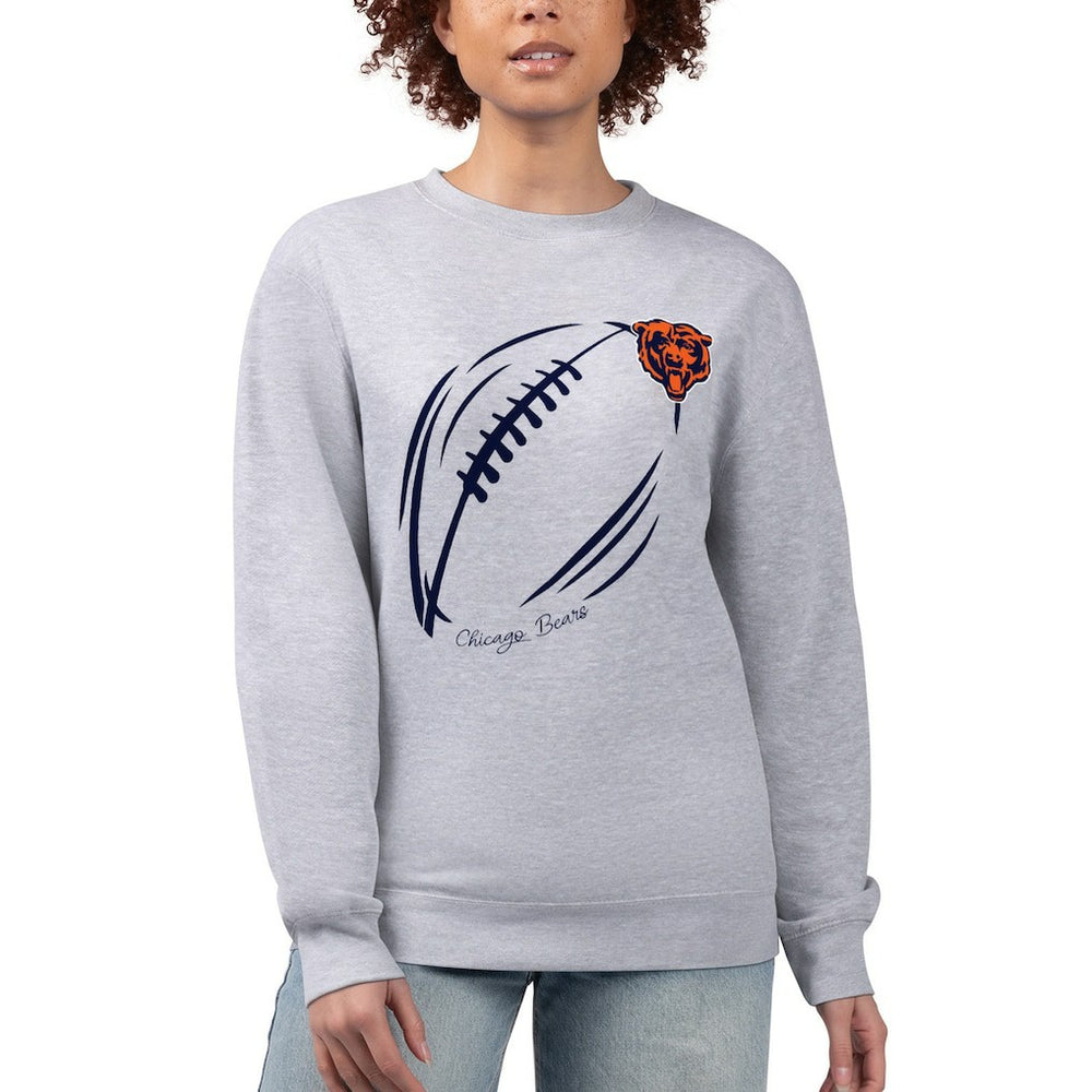 Chicago Bears G-III 4Her by Carl Banks Women's Football Logo Graphic Fleece Tri-Blend Pullover Sweatshirt Heather Gray - NFL