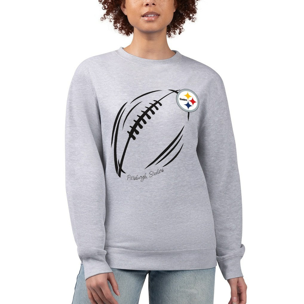 Pittsburgh Steelers G-III 4Her by Carl Banks Women's Football Logo Graphic Fleece Tri-Blend Pullover Sweatshirt Heather Gray - NFL