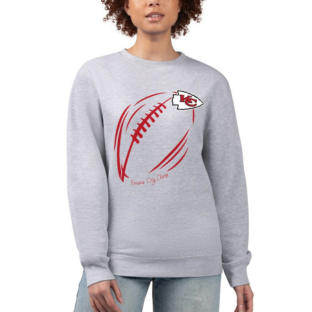 Kansas City Chiefs G-III 4Her by Carl Banks Women's Football Logo Graphic Fleece Tri-Blend Pullover Sweatshirt Heather Gray - NFL