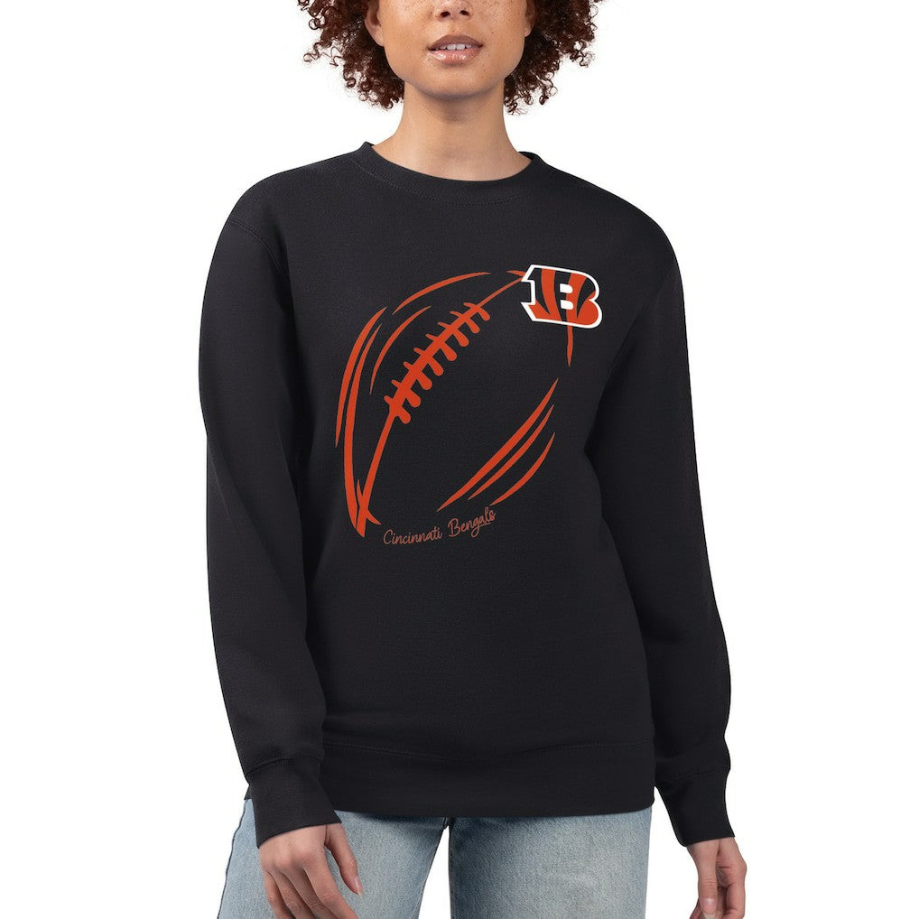 Cincinnati Bengals G-III 4Her by Carl Banks Women's Football Logo Graphic Fleece Tri-Blend Pullover Sweatshirt Black - NFL