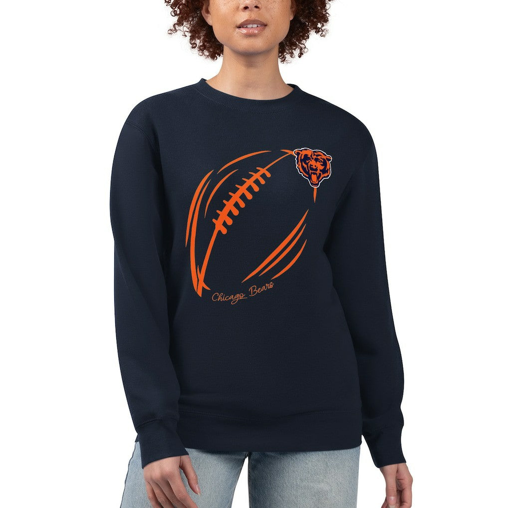 Chicago Bears G-III 4Her by Carl Banks Women's Football Logo Graphic Fleece Tri-Blend Pullover Sweatshirt Navy - NFL
