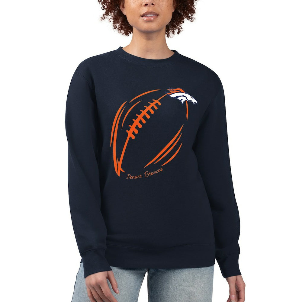 Denver Broncos G-III 4Her by Carl Banks Women's Football Logo Graphic Fleece Tri-Blend Pullover Sweatshirt Navy - NFL