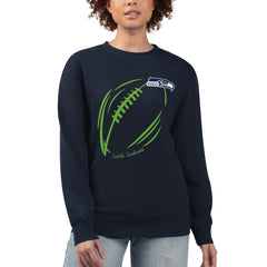 Seattle Seahawks G-III 4Her by Carl Banks Women's Football Logo Graphic Fleece Tri-Blend Pullover Sweatshirt Navy - NFL