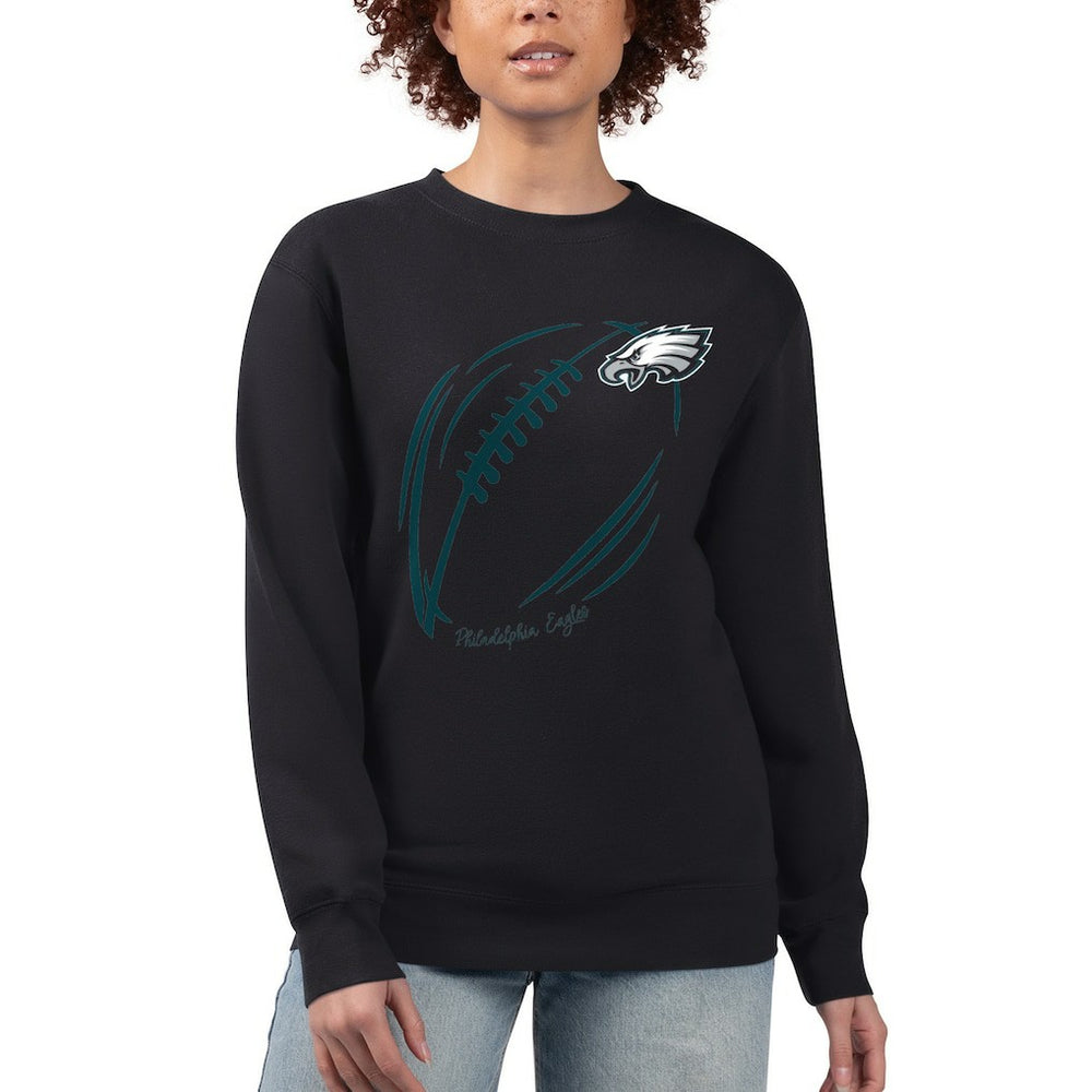 Philadelphia Eagles G-III 4Her by Carl Banks Women's Football Logo Graphic Fleece Tri-Blend Pullover Sweatshirt Black - NFL