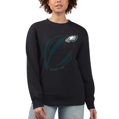 Philadelphia Eagles G-III 4Her by Carl Banks Women's Football Logo Graphic Fleece Tri-Blend Pullover Sweatshirt Black - NFL