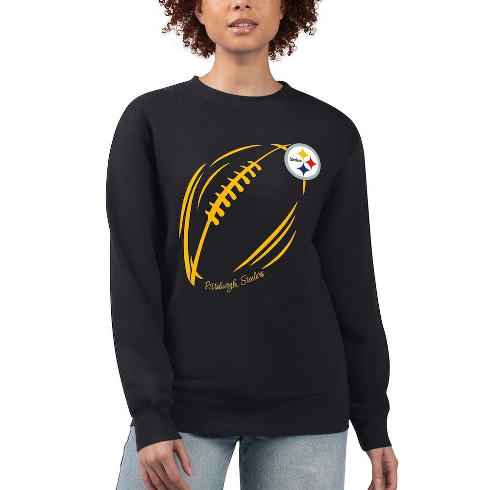 Pittsburgh Steelers G-III 4Her by Carl Banks Women's Football Logo Graphic Fleece Tri-Blend Pullover Sweatshirt Black - NFL