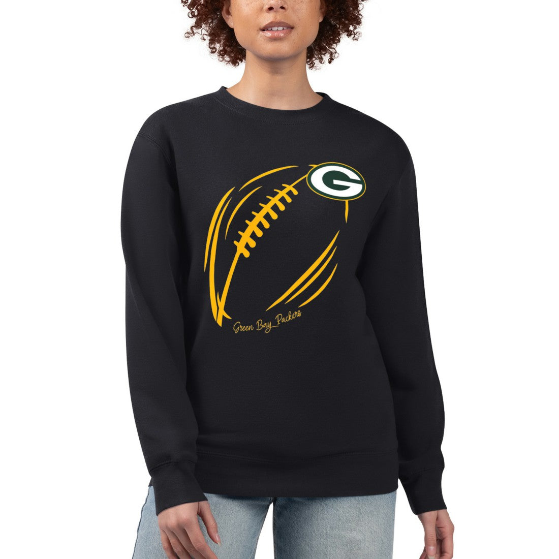 Green Bay Packers G-III 4Her by Carl Banks Women's Football Logo Graphic Fleece Tri-Blend Pullover Sweatshirt Black - NFL