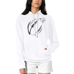 Pittsburgh Steelers G-III 4Her by Carl Banks Women's Football Logo Fleece Tri-Blend Pullover Hoodie White - NFL