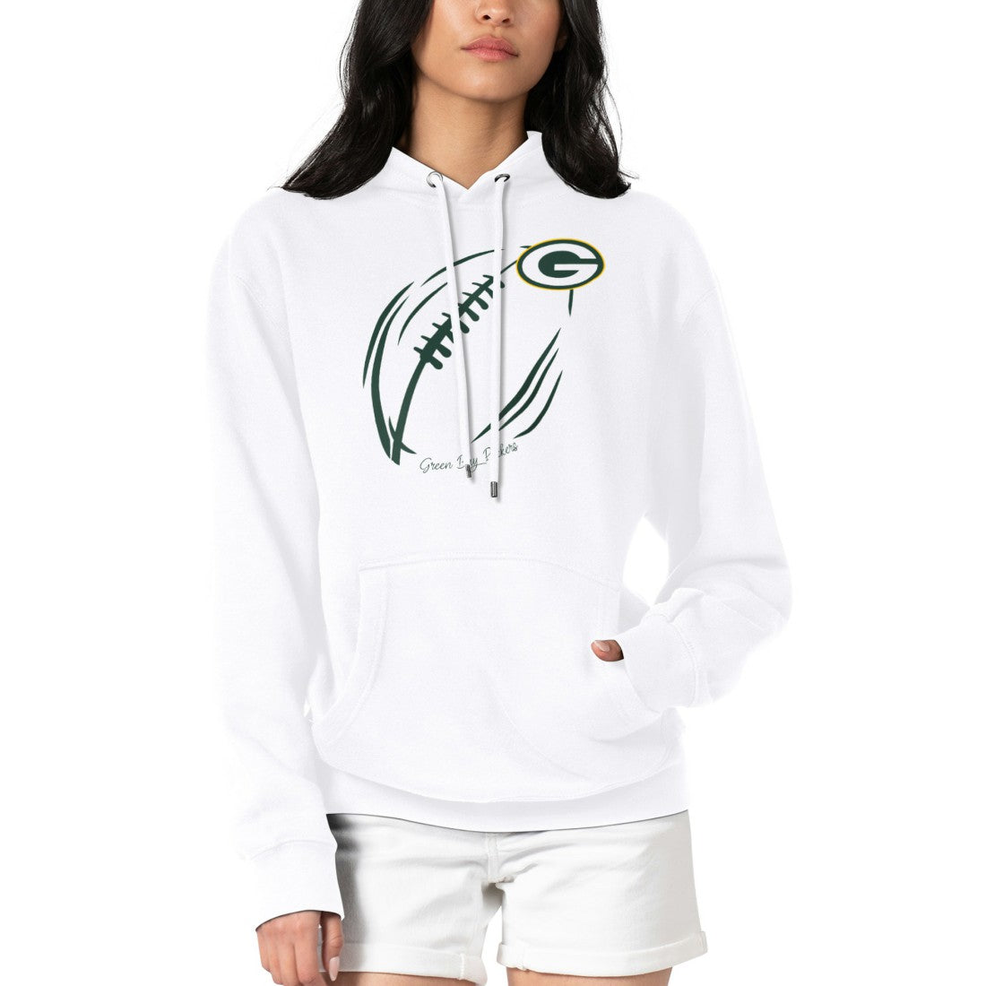 Green Bay Packers G-III 4Her by Carl Banks Women's Football Logo Fleece Tri-Blend Pullover Hoodie White - NFL