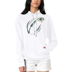 Green Bay Packers G-III 4Her by Carl Banks Women's Football Logo Fleece Tri-Blend Pullover Hoodie White - NFL