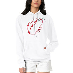 Kansas City Chiefs G-III 4Her by Carl Banks Women's Football Logo Fleece Tri-Blend Pullover Hoodie White - NFL