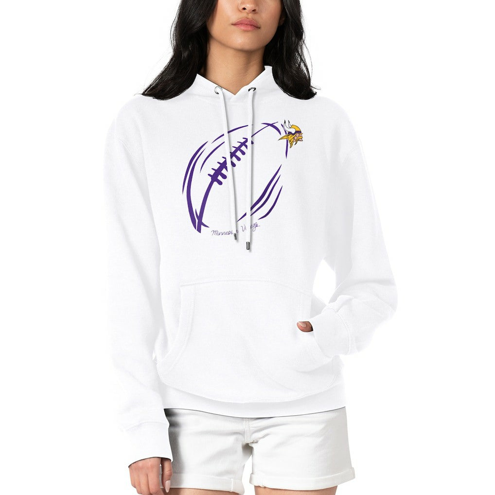 Minnesota Vikings G-III 4Her by Carl Banks Women's Football Logo Fleece Tri-Blend Pullover Hoodie White - NFL