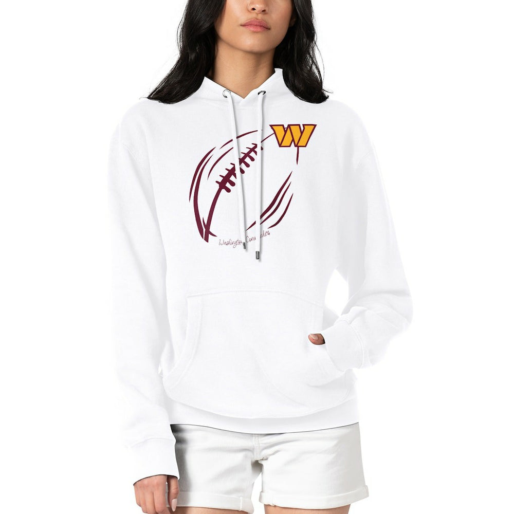 Washington Commanders G-III 4Her by Carl Banks Women's Football Logo Fleece Tri-Blend Pullover Hoodie White - NFL