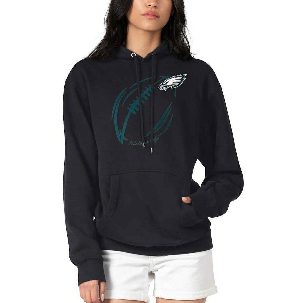 Philadelphia Eagles G-III 4Her by Carl Banks Women's Football Logo Fleece Tri-Blend Pullover Hoodie Black - NFL