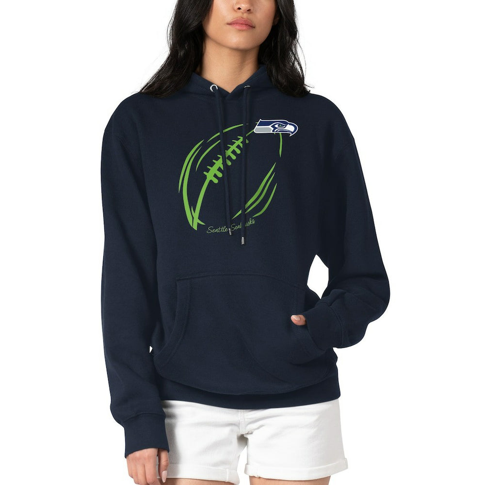 Seattle Seahawks G-III 4Her by Carl Banks Women's Football Logo Fleece Tri-Blend Pullover Hoodie Navy - NFL