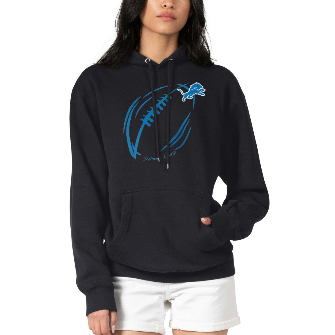 Detroit Lions G-III 4Her by Carl Banks Women's Football Logo Fleece Tri-Blend Pullover Hoodie Black - NFL