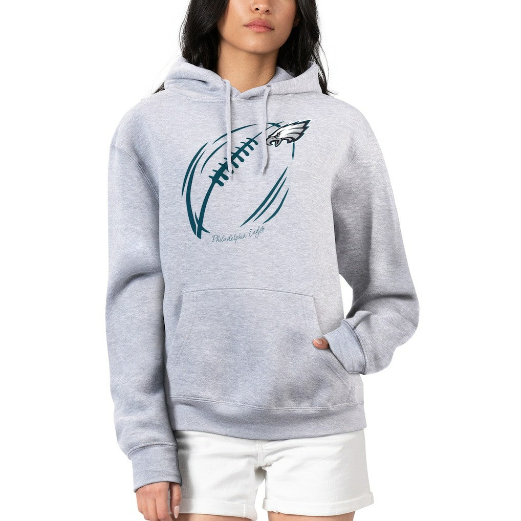 Philadelphia Eagles G-III 4Her by Carl Banks Women's Football Logo Fleece Tri-Blend Pullover Hoodie Heather Gray - NFL