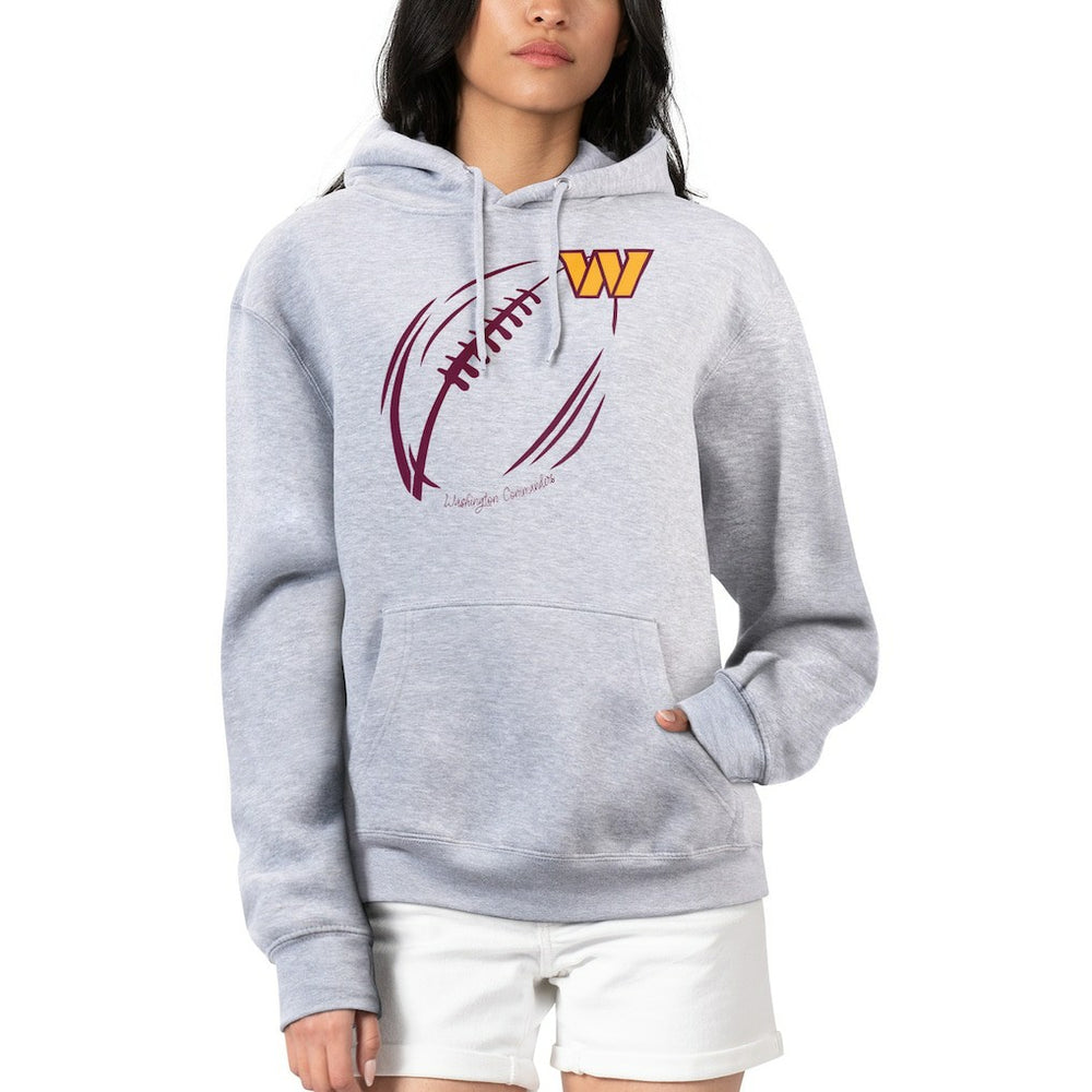 Washington Commanders G-III 4Her by Carl Banks Women's Football Logo Fleece Tri-Blend Pullover Hoodie Heather Gray - NFL